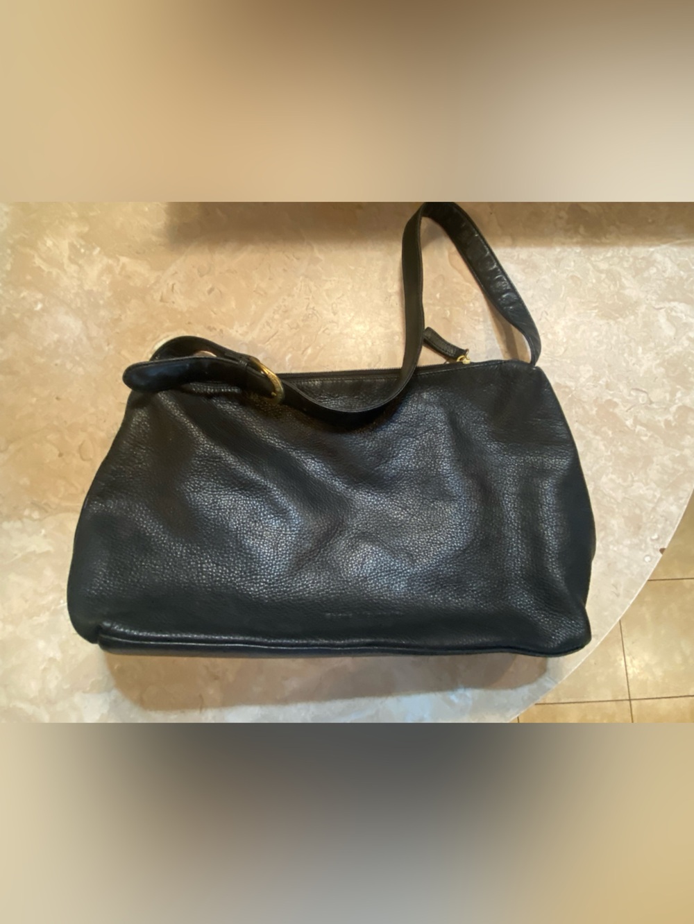 Black Pebbled Leather Shoulder Bag